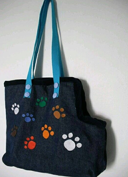 Hand made denim dog or cat carrier bag