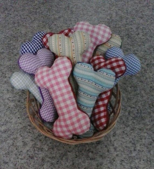 Handmade fabric dog bone toy