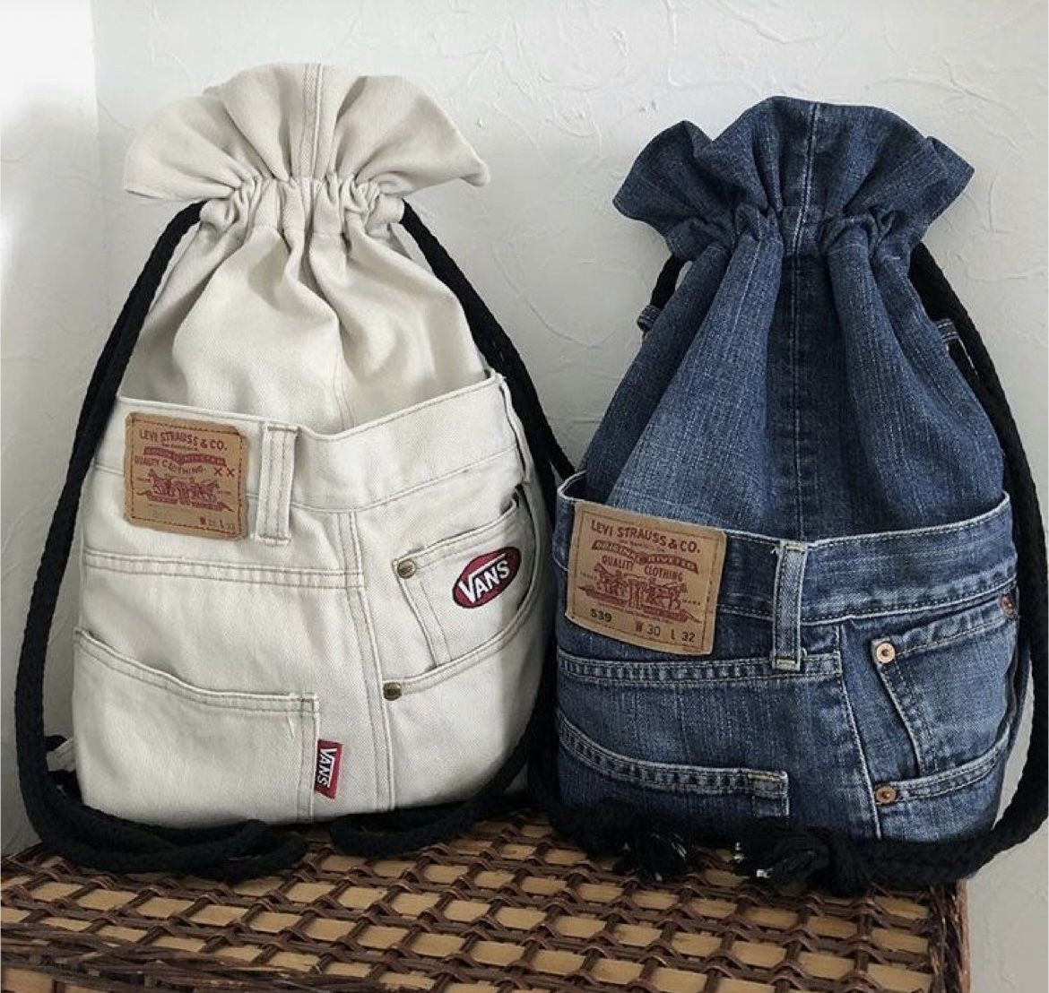 Upcycled denim backpacks